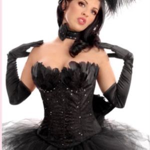 NWOT TRASHY LINGERIE LA BLACK SWAN BIRD FEATH BLACK CORSET COSPLAY 32D BODYCON